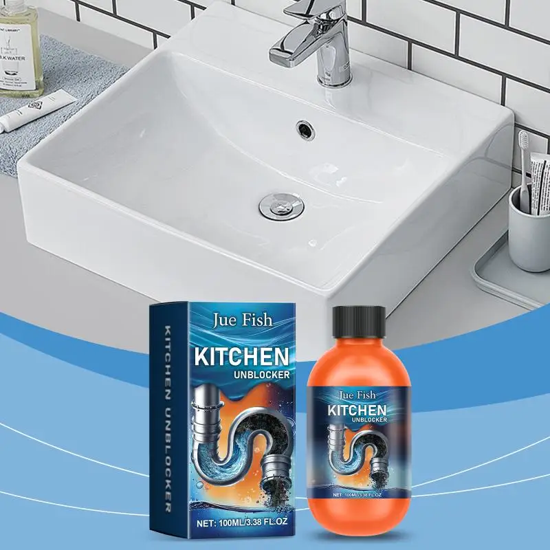 Desatascador de Drenajes para Fregadero de Cocina y Baño, 100 ml, Acción Rápida, Líquido para Desatascar Tuberías, Elimina Residuos de Cabello, Grasa y Depósitos de Agua Dura