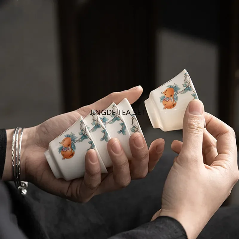 أكواب شاي سيراميك رفيعة مرسومة يدويًا أوعية شاي للسفر من الزهور Pu erh أكواب رئيسية طقم شاي إكسسوارات أكواب التأمل الشخصية