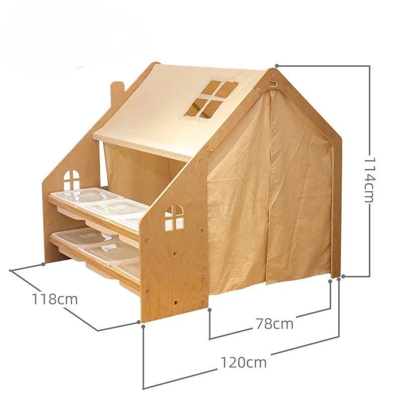 

Children's Tent Solid Wood Game House Indoor Princess Castle