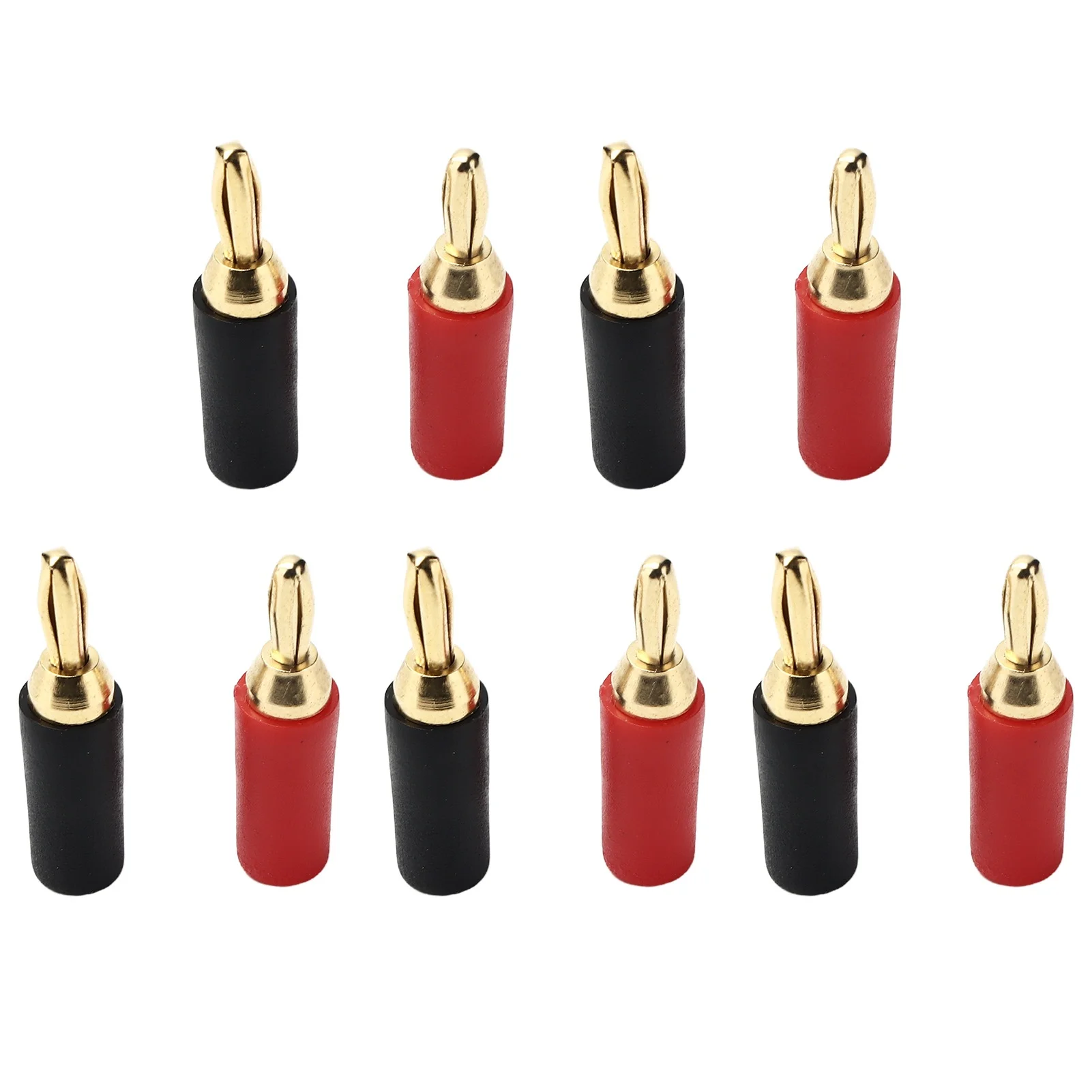 5 Sets 2.5mm Banana Plug Brass Gold Plated Soldering Male Speaker Connector Red And Black