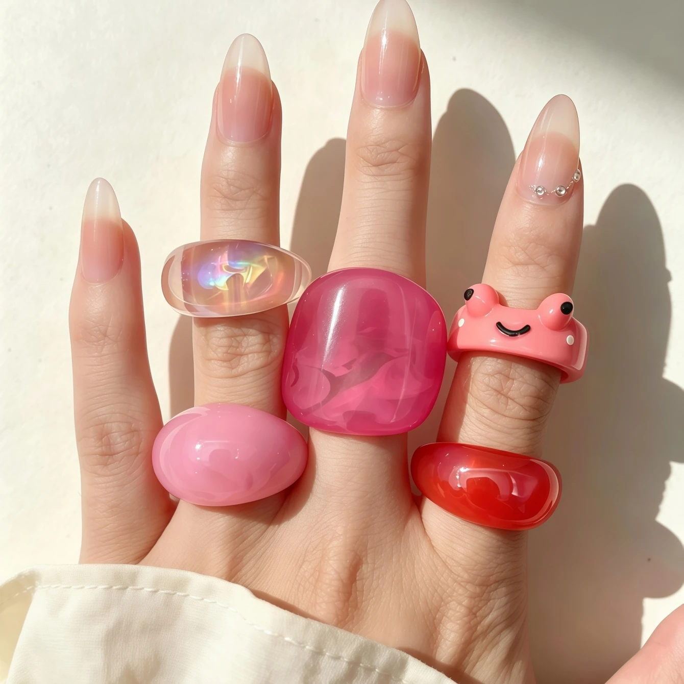 Fashion Colorful Glossy Transparent Resin Rings For Women Mix Style Simple Personality Jewelry Party Gifts