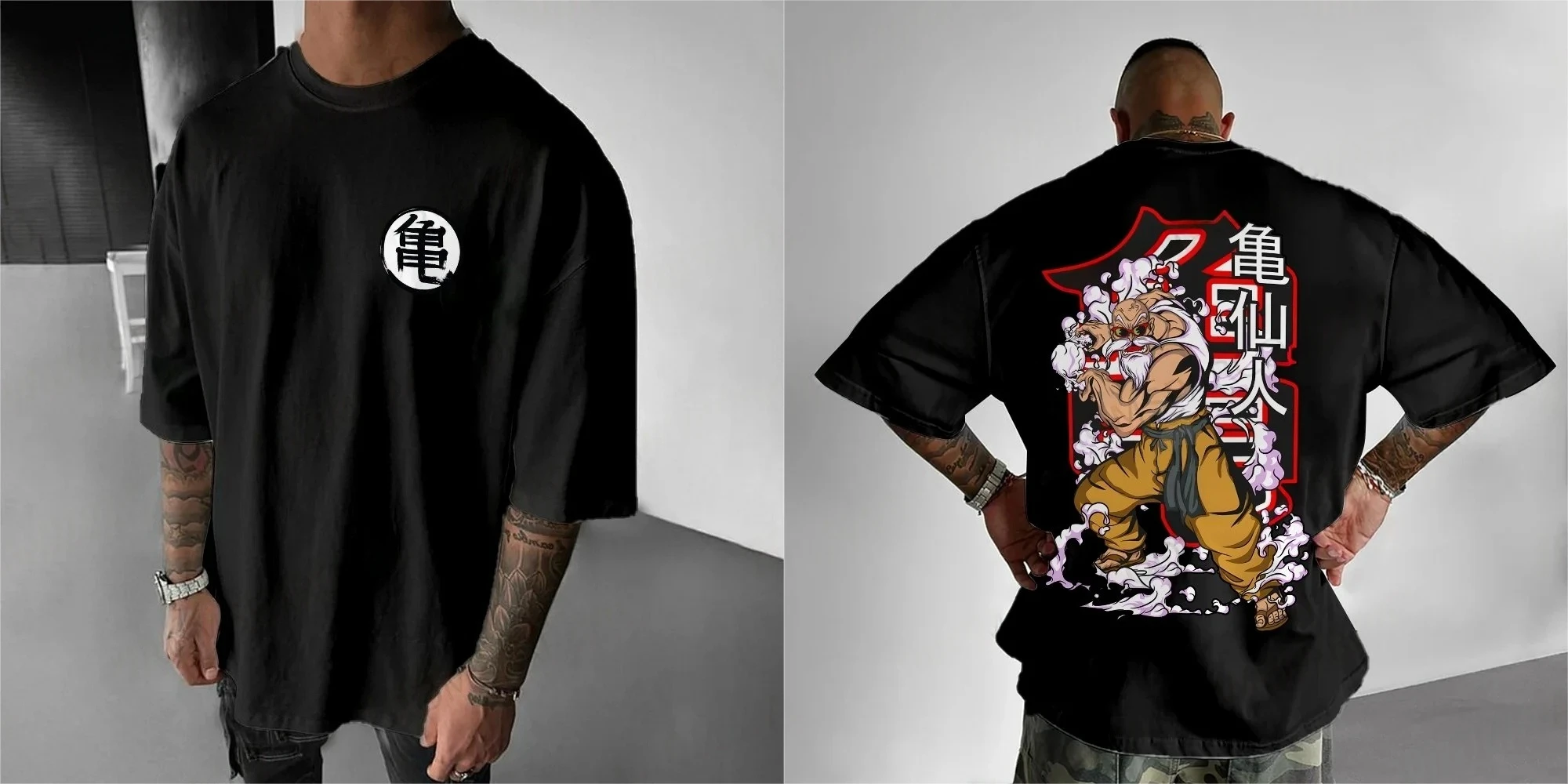 Dragon Ball Summer Men's T-Shirt Japanese Anime Master Roshi Autumn Inside Boy Children's Parent-Child Sports Trend Short Sleeve
