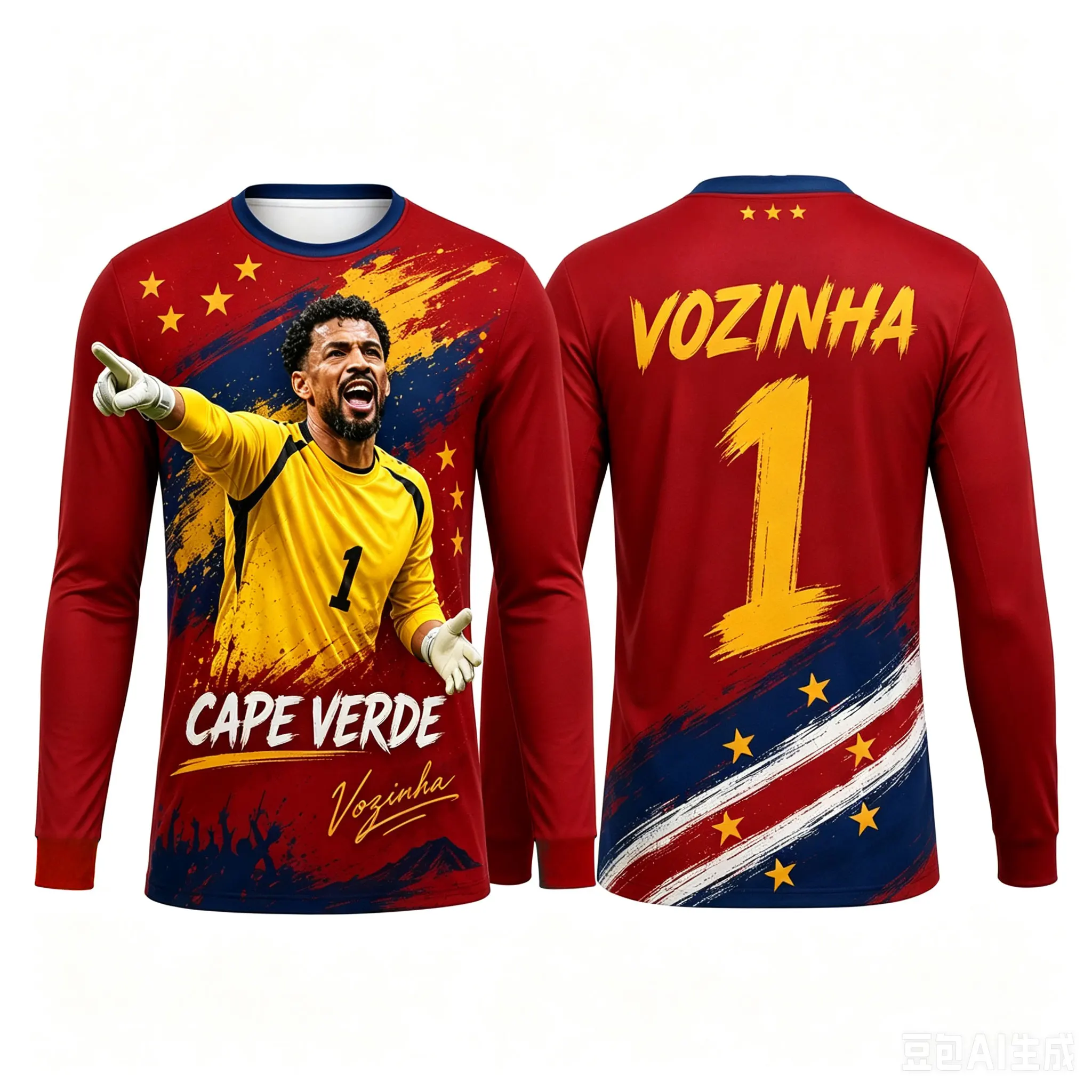 2026 Hotsale Men Women Kids Cape Verde Vozinha No.1 Goalkeeper Fan Shirt for Men Women Long Sleeve Football Supporter Top