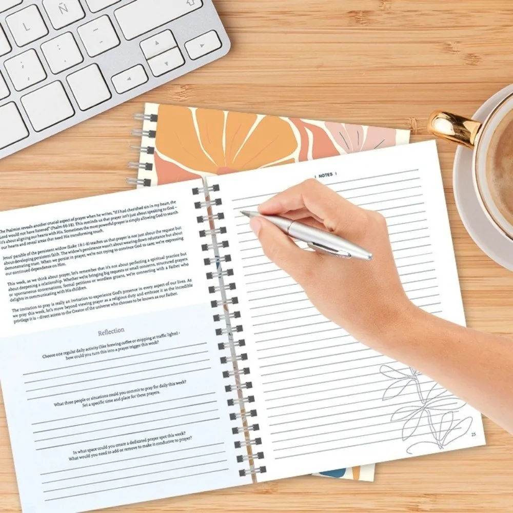 

Горячая спираль, переплетенная Библия в год через боги, слово A 52 недели, исследование, план обучения 52 недели, спиральное руководство по изучению Библии для женщин