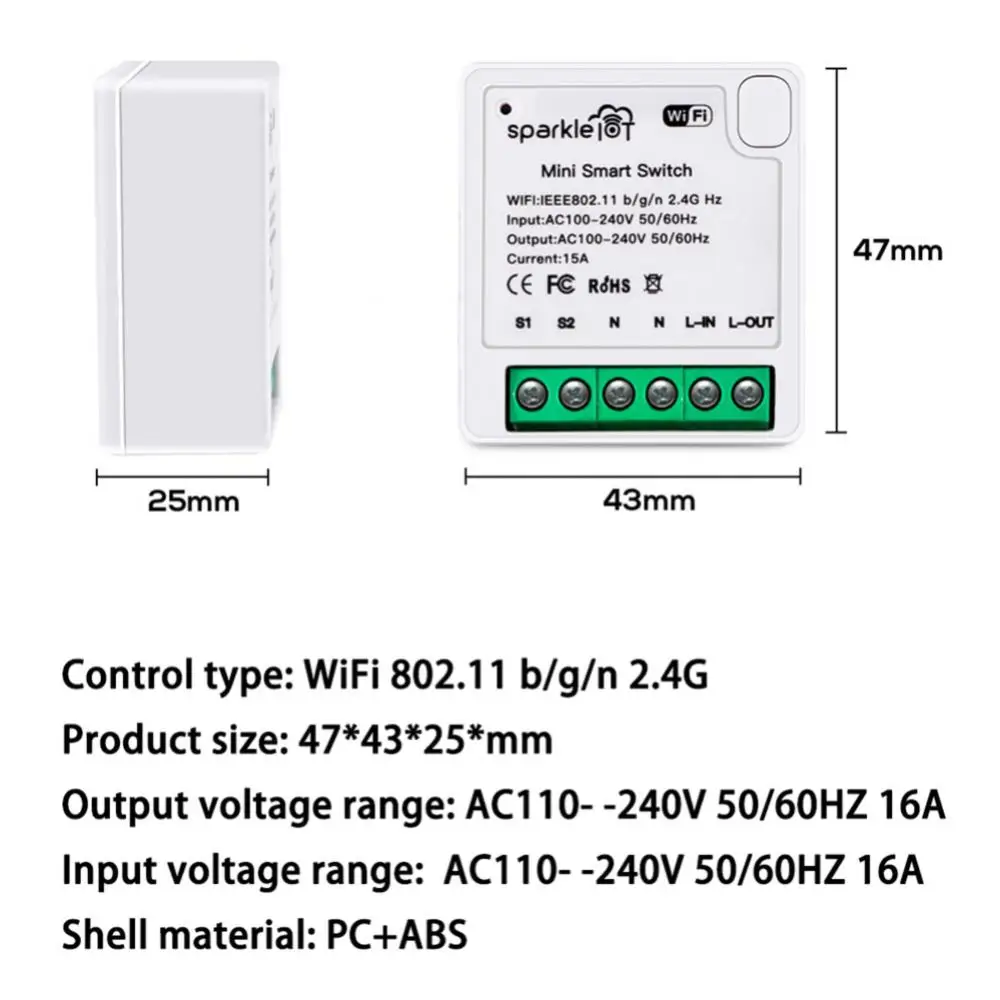 Homekit-interruptores de luz Ac100-240v 16a, minimódulo de interruptor, compatible con Alexa, táctil, Control por voz, Wifi, inteligente