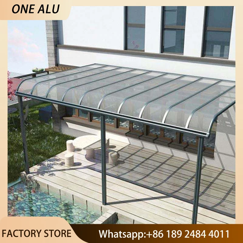 Blue Polycarbonate Aluminum Door Window Awning Fixed Sun Shade Rain Protection for Home
