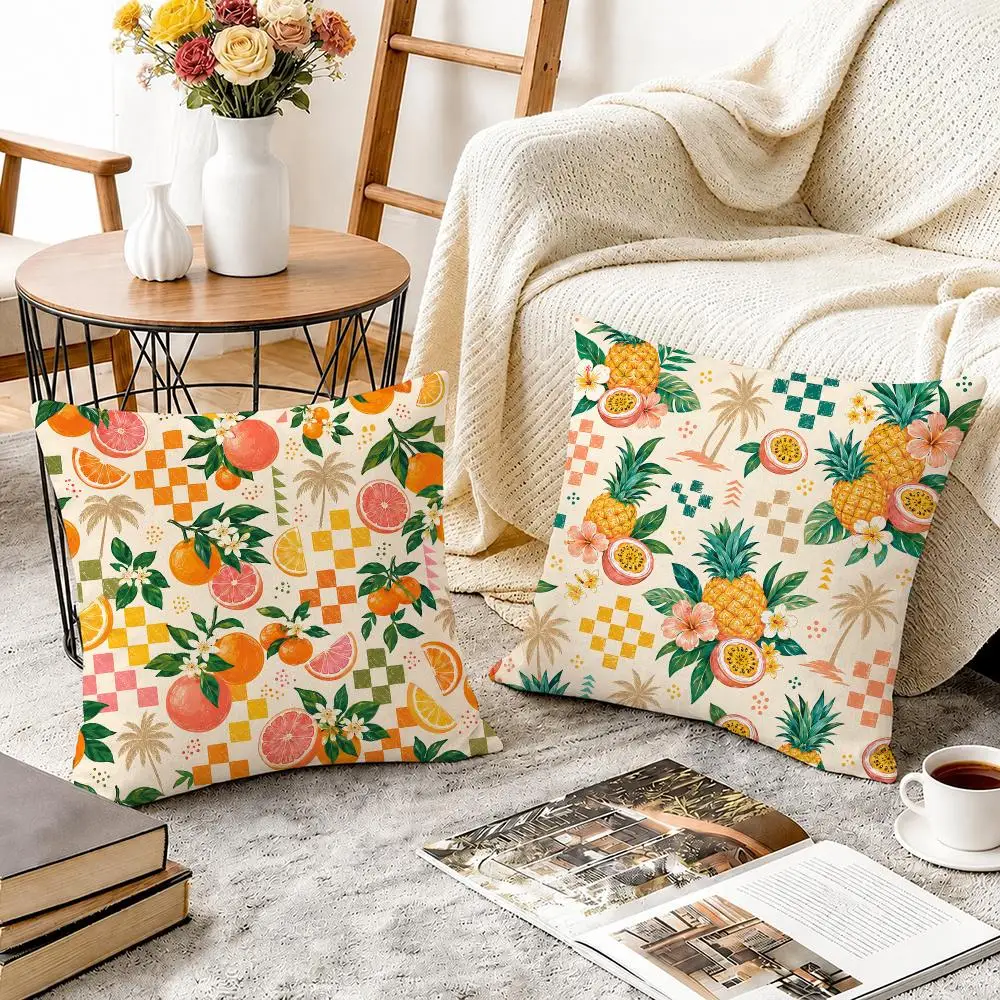 Boho Check Botanical Cottagecore Cushion Cover Soft Short Plush Throw Pillow Cover Cushion Case for Sofa Bedroom Home Decor Gift