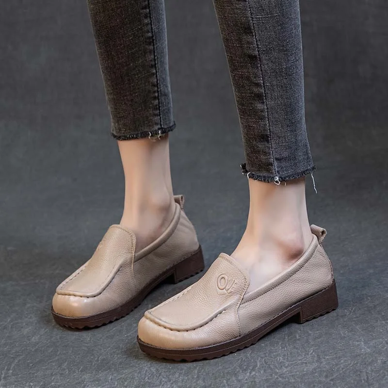 DRKANOL mocassini in vera pelle stile letterario donna Slip On Flats scarpe suola in gomma morbida tacco basso Comfort scarpe retrò fatte a mano