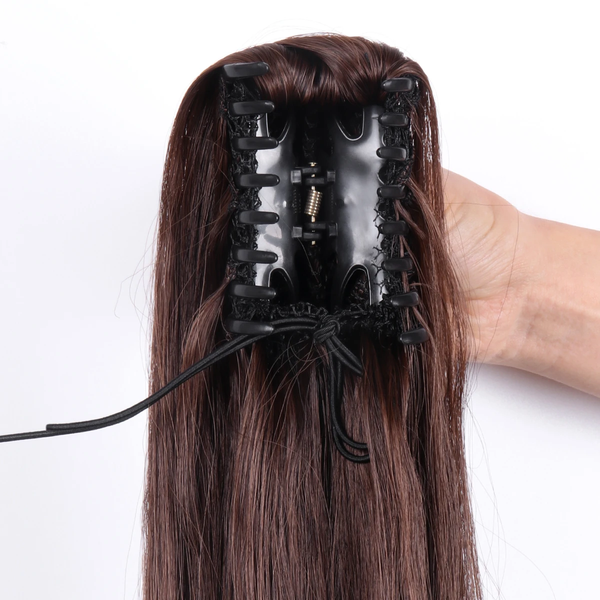 شعر مستعار اصطناعي مستقيم ، قطعة شعر إطالة ذيل الحصان ، شعر مستعار بني أومبير ، آلة كاملة الصنع ، نوعية جيدة ، 20 في ، 1 #4