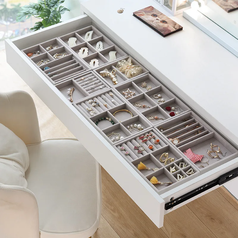 Velvet Jewelry Display Stackable Exquisite Jewellery Holder Portable Ring Earrings Necklace Organizer Box