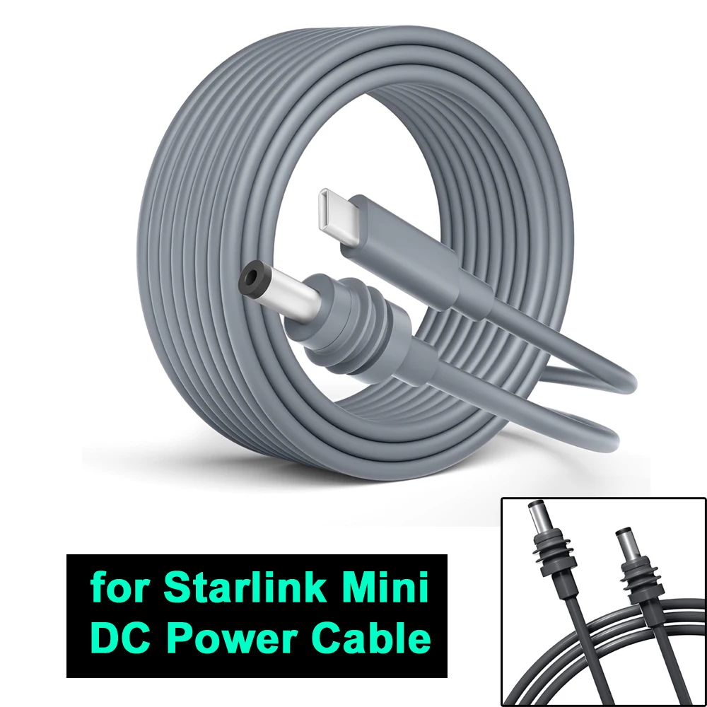 لكابل الطاقة Starlink Mini USB C إلى DC مع منفذ حماية مقاوم للماء 18AWG سلك نحاسي لملحقات Starlink Mini