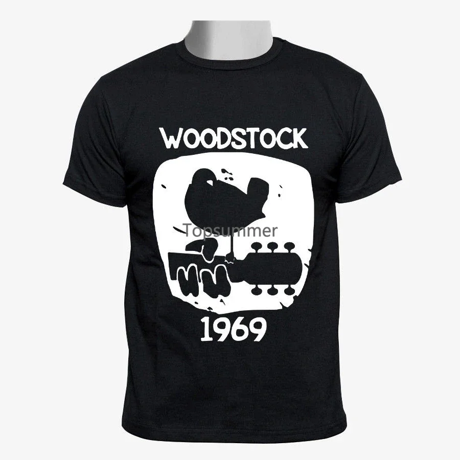 Woodstock 1969 Vintage Custom Men Black Tshirt Size S-2Xl