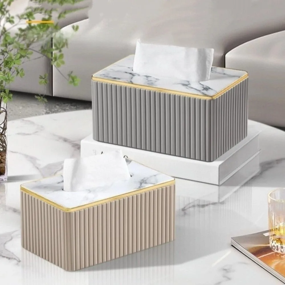

Vertical Pattern Leather Tissue Box European Style Light Luxury Napkin Holder Ornament High-end Paper Storage Container