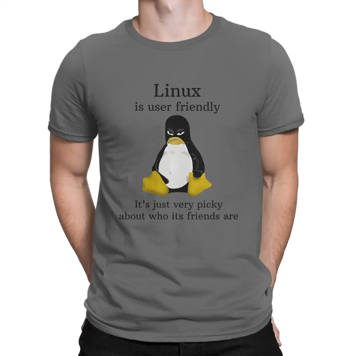 

Linux Is User Friendly T-Shirt For Men Linux Novelty Cotton Tees Round Neck Short Sleeve T Shirt Gift Idea Tops