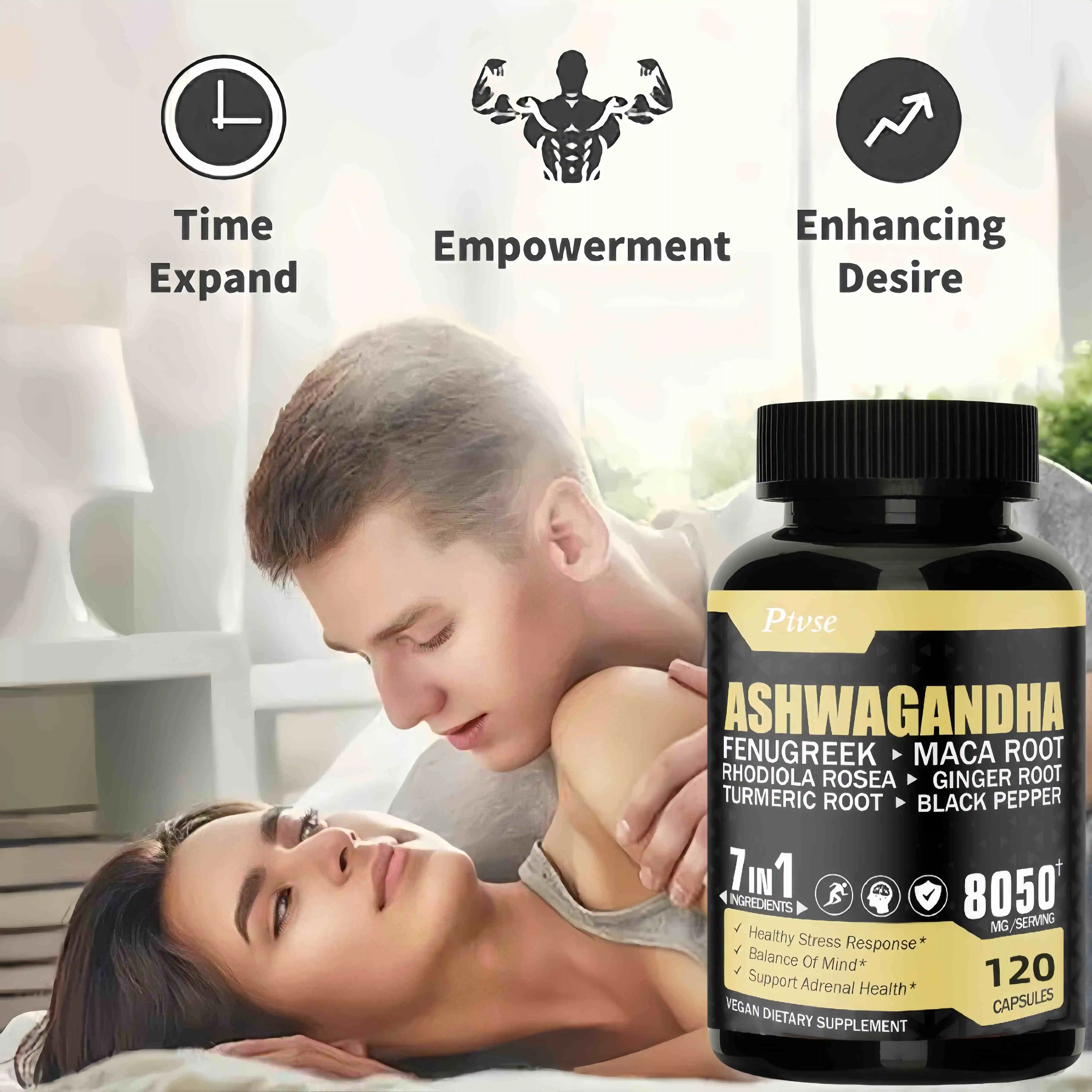 Ashwagandha Capsules Help Brain & Memory & Focus Health Anti Stress Health Sleep Benefit Immunity Vegetarian Capsules