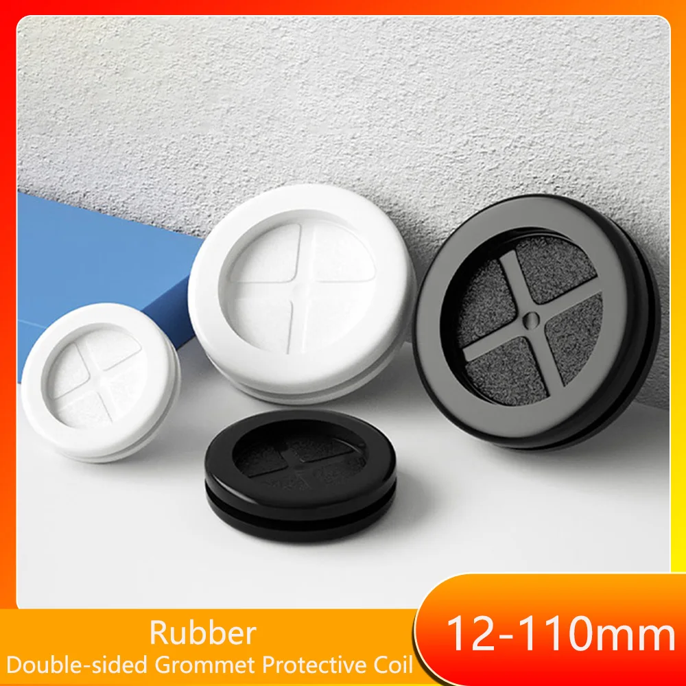 12-110mm Double-sided Protective Rubber Grommet Ring White Black Round Grommet Protective Coil Firewall Hole Plug Retaining Ring
