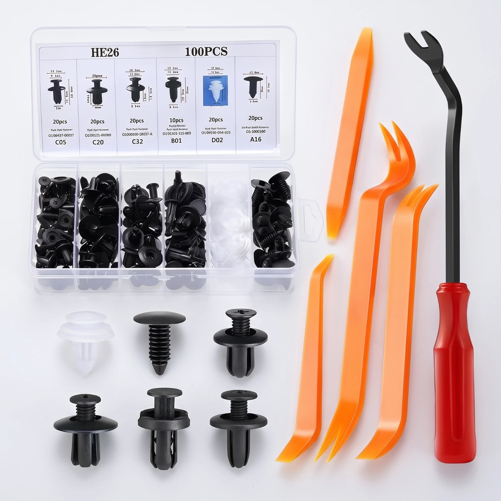 100 Pieces Bumper Fastener Clip Assortment Assorted Push Retainer Kit Automotive Push Pin Clips Easy Installation for Mechanics