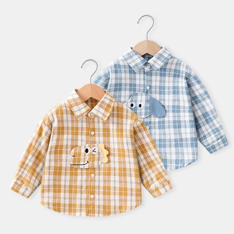 

Одежда для малышей, клетчатые мужские и женские топы с длинными рукавами для малышей, весенне-осенняя повседневная детская одежда, детские рубашки