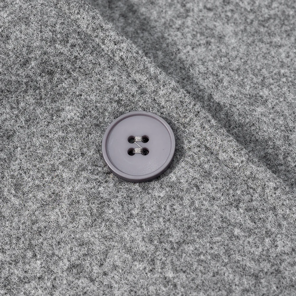 Cappotto da donna in lana allentata con colletto alla coreana, manica lunga, tasca con bottoni, autunno/inverno, nuova moda