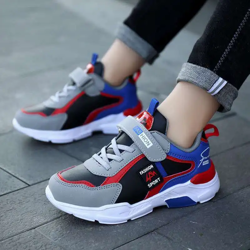 Boys Breathable Sports Shoes Waterproof Leather Kids Running Sneakers for Big Kids Spring Autumn Primary School