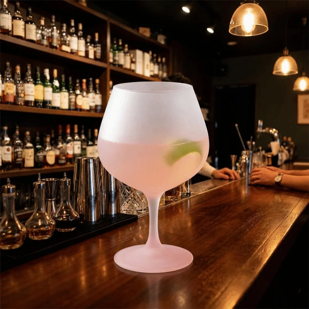 Highball Glass Gradient Color High Footed Glass French Style Transparent Juice Cup Frosted Stemmed Glasses Cafe