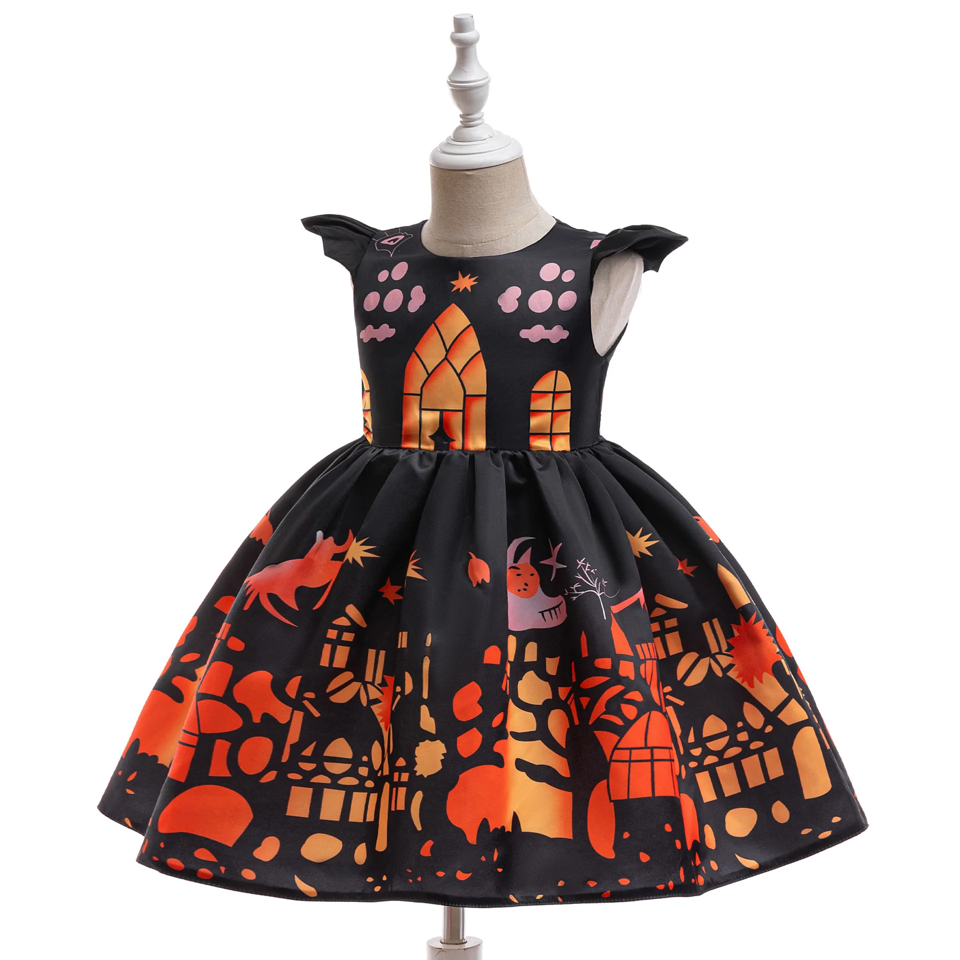 Halloween Church Ghost Print Costumes for Girl Carnival Cosplay Christmas Costume Birthday Party Dress Gothic Prom Kids Clothing