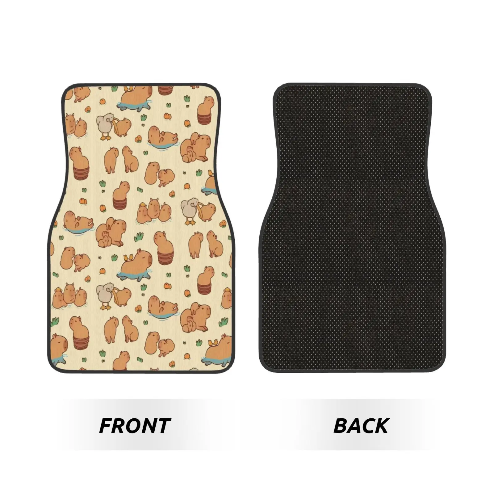 Cute Cartoon Capybara Pattern Car Floor Mats Waterproof Car Carpet Mat Set of 4pcs with Anti-Slip Backing Fit for SUV Trucks