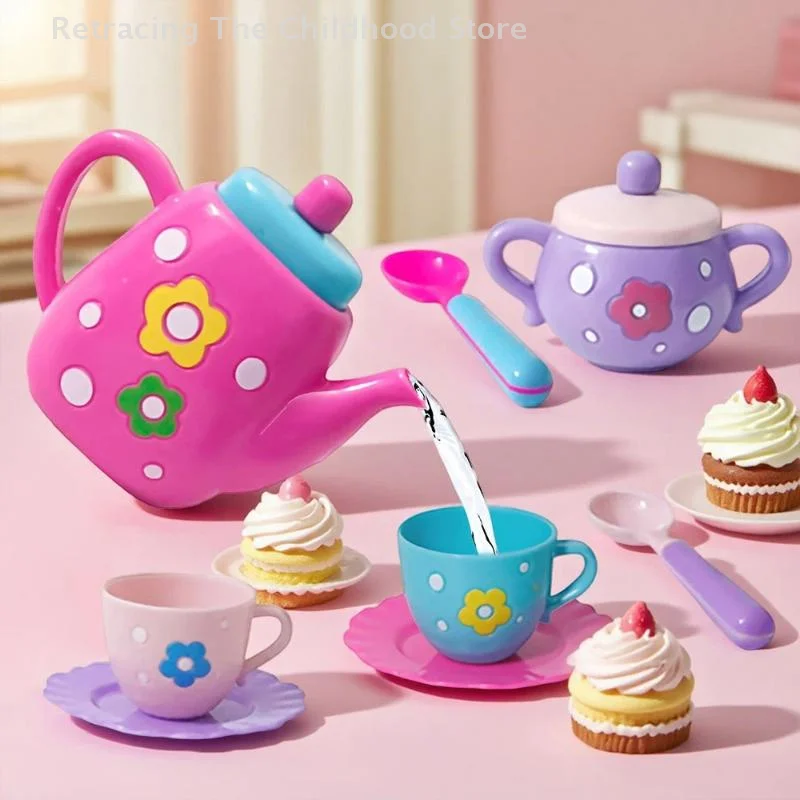 1 conjunto de casa de bonecas simulação bule xícara de chá comida fingir jogar modelo brinquedo cozinha chá da tarde brinquedos para menino menina presente aniversário