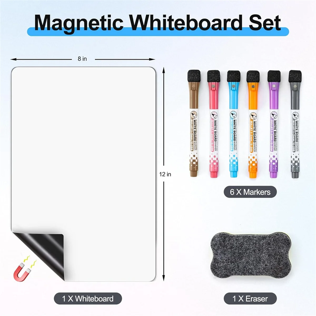 4 PCS Magnetic Dry Erase White Board - Fridge, Wall Magnet Small Whiteboard Stain Resistant Technology, 12 X 8 Inches