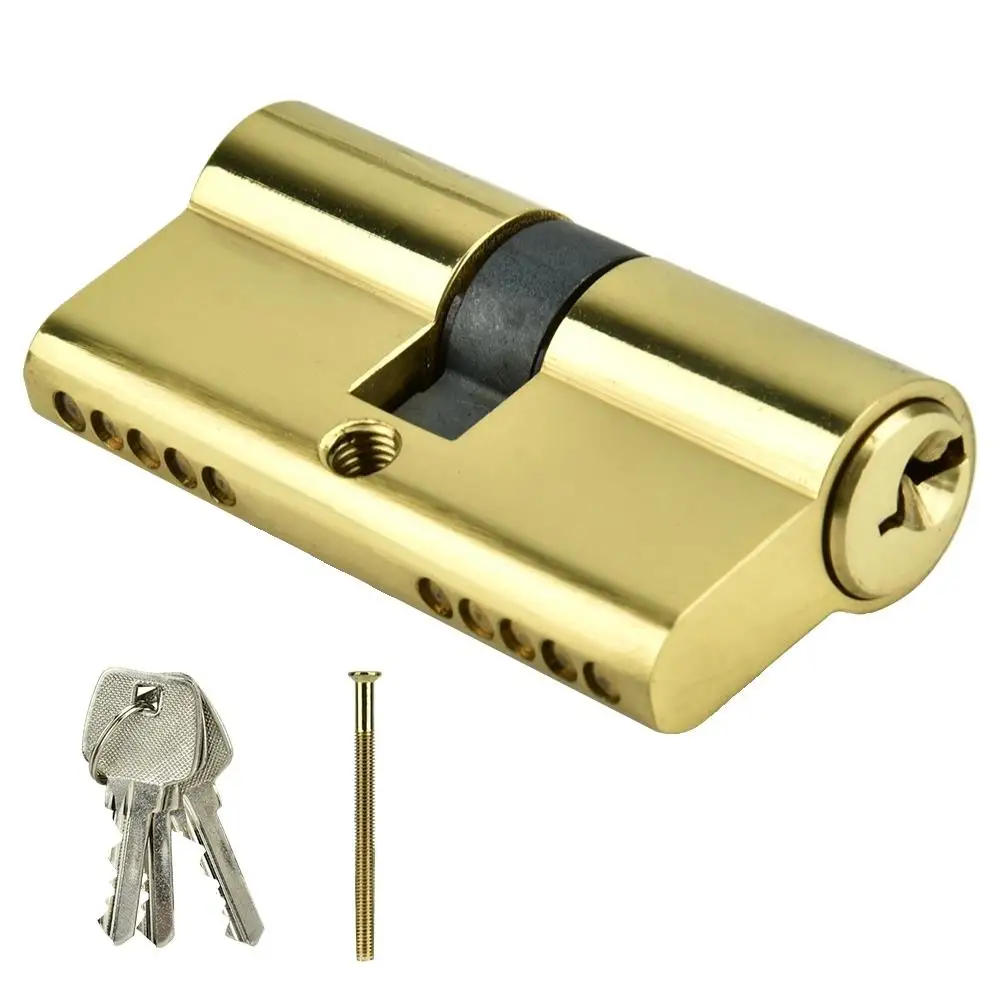 

Sure! Here’s an optimized title for the product: 60mm Copper Dual Open Anti-Theft Lock Cylinder with Keys Security Brass