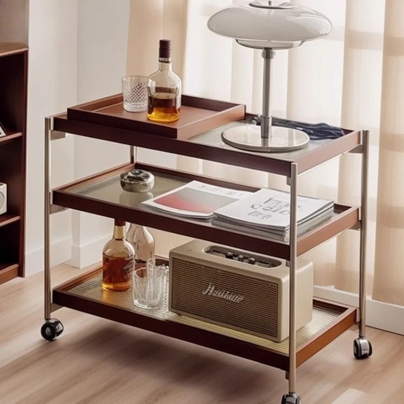 

Nordic trolley storage with wheel rack wrought iron home living room bedroom sofa mobile coffee table cornertable