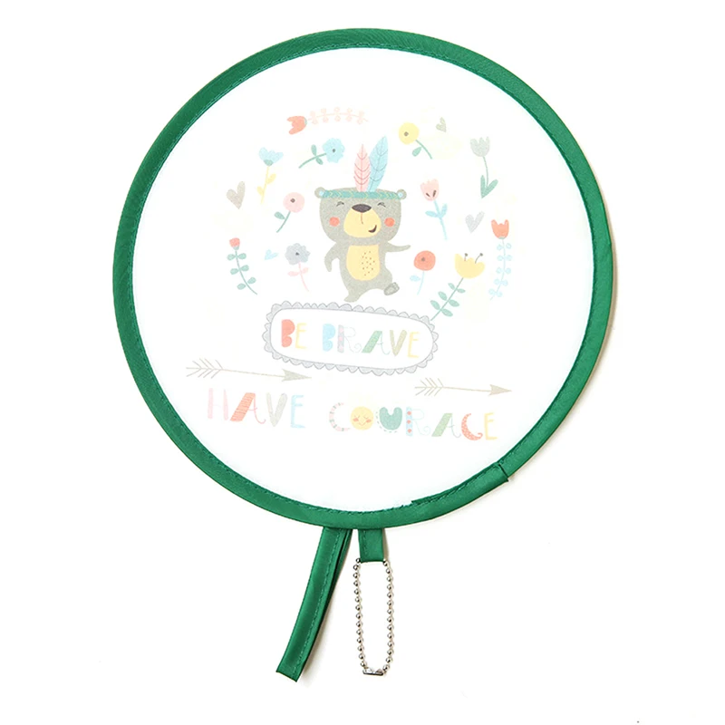 1PC Mini Portable Folding Fan Portable Cartoon Pocket Cloth Fan Embroidery Flower Round Silk Fans Creative Foldable Fan Gift