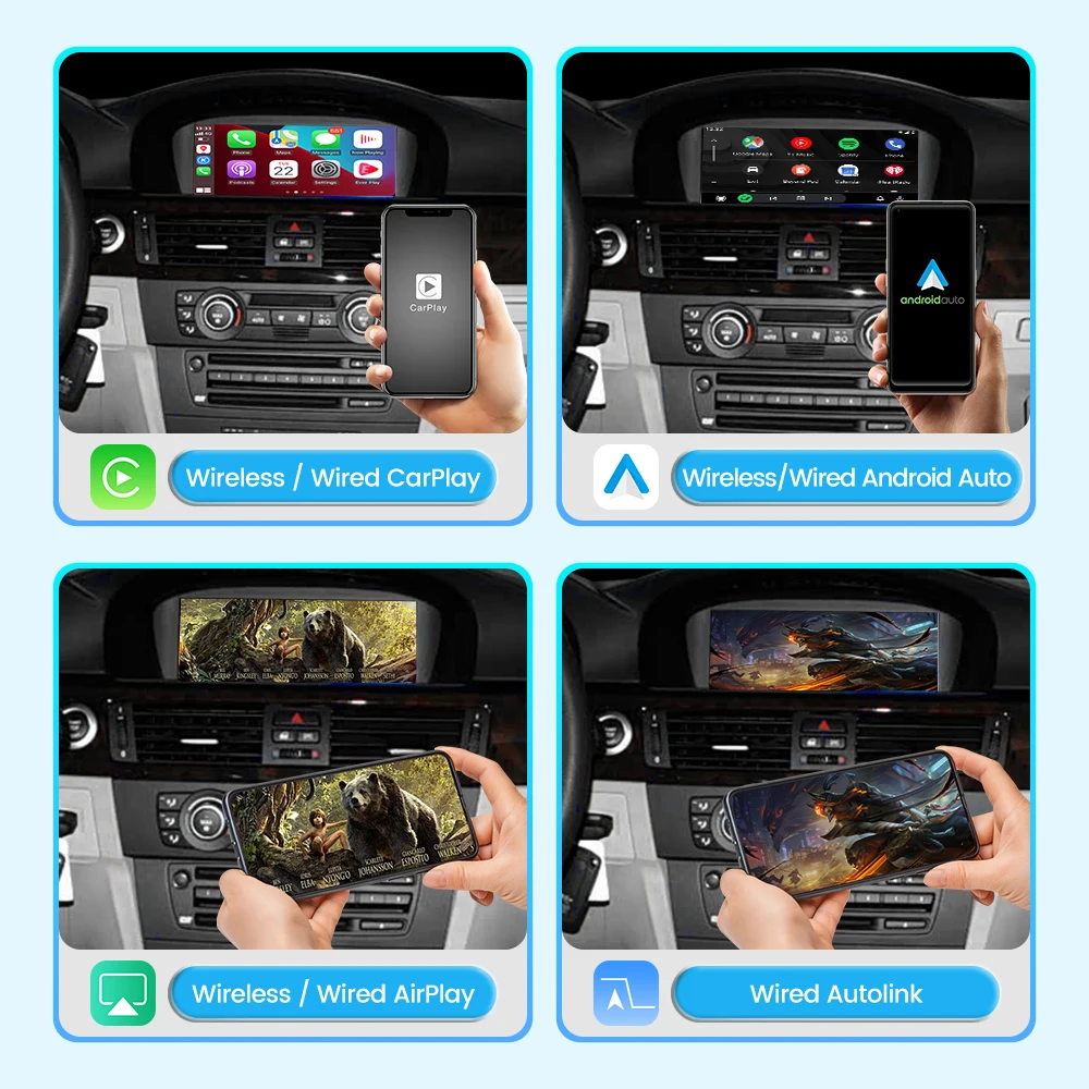 JoyeAuto Wireless CarPlay Android Auto Retrofit Module for BMW 2003-2008 CCC 8.8″E60 E61 E62 E63 E70 E71 E89 E90 E91 Mirror-Link