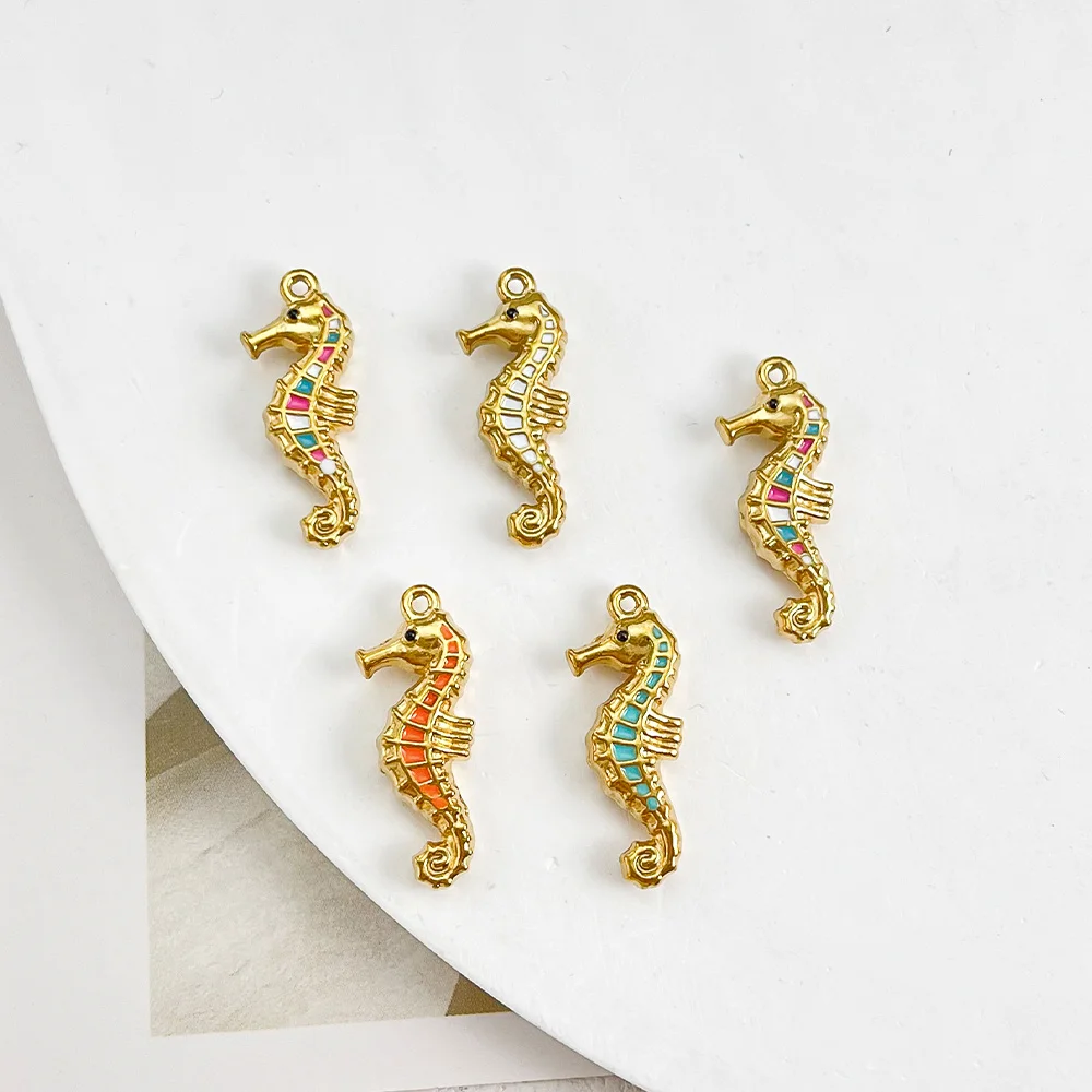 

Набор из 30 шармов из нержавеющей стали 10*26 мм в форме морского конька для рукоделия, фурнитура и комплектующие для украшений, ручная работа # 196273