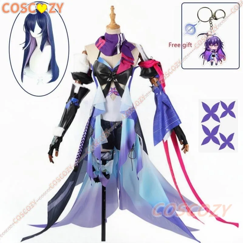 Seele-Peluca de Cosplay de Honkai Star Rail, traje de vestido púrpura, pelo largo, traje de Roleplay para fiesta de Halloween, nuevo juego