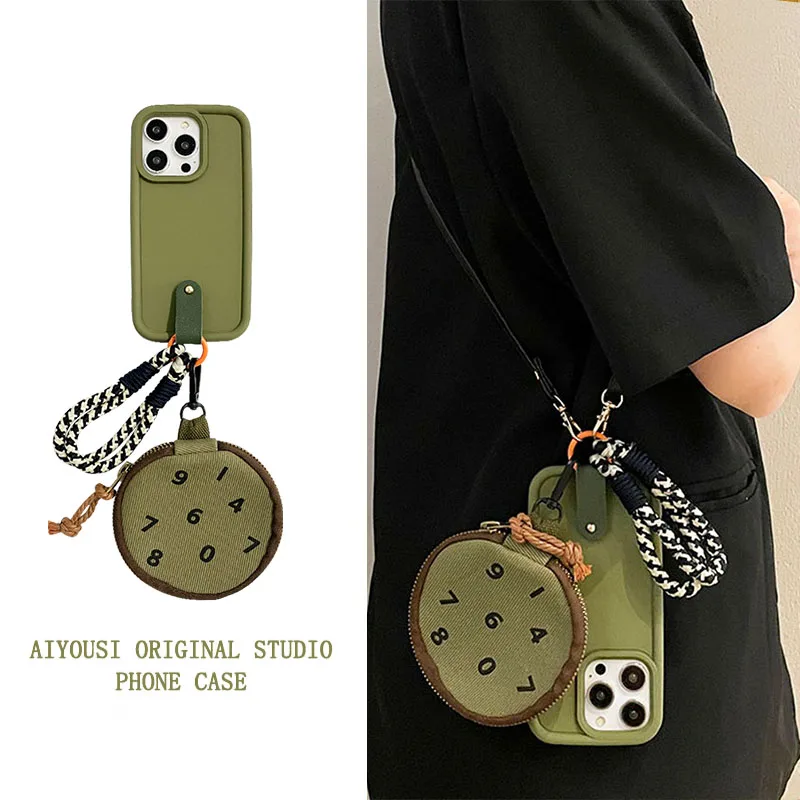 

Army Green Digital Small Bag Tote Strap for Apple 14pro Phone Case iphone1312/11promax Lanyard 14pm Drop Protection 13pro