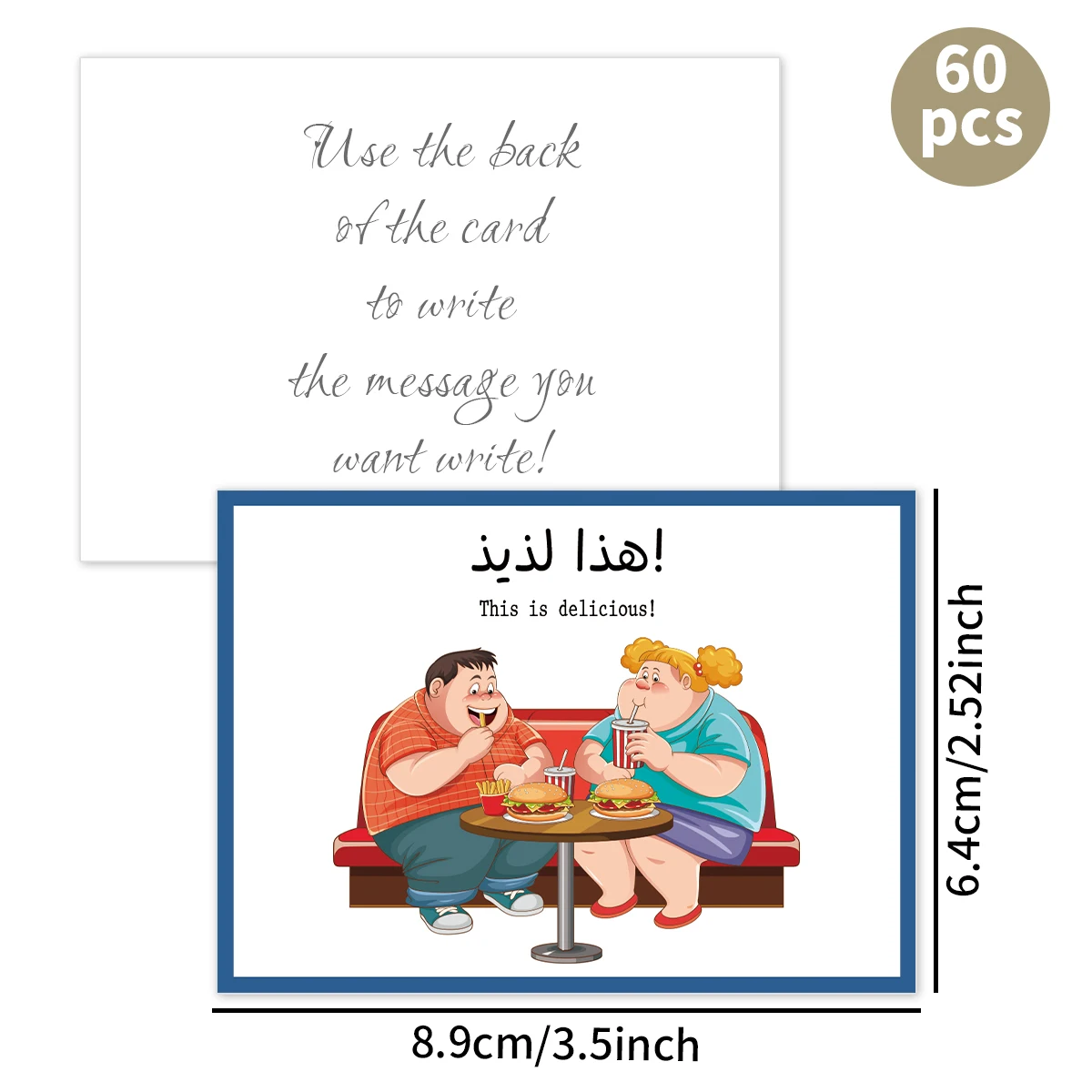 แฟลชการ์ดวลีสำคัญภาษาอาหรับ-อังกฤษ 60 ใบ สำหรับผู้เริ่มต้นเรียนภาษาอาหรับ ฝึกฝนที่บ้านและในห้องเรียน สร้างคำศัพท์ประจำวัน