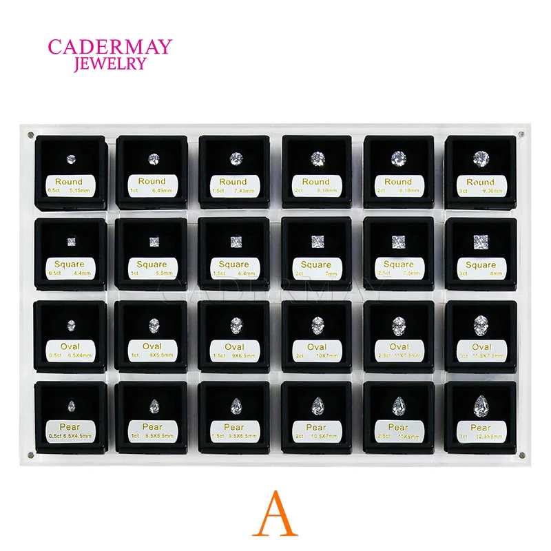 Cadermay Multishape Diamond Carat Weight Size Set Compare Size 6A Cubic Zircon 0.5ct-3ct Diamond Master Stones Set Diamond Tools