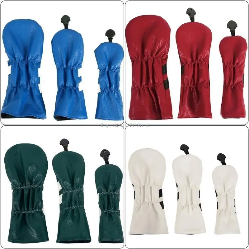 

3Pcs Golfs Driver Headcover PU Leather Golfs Club Head Cover Hybrids Head Cover