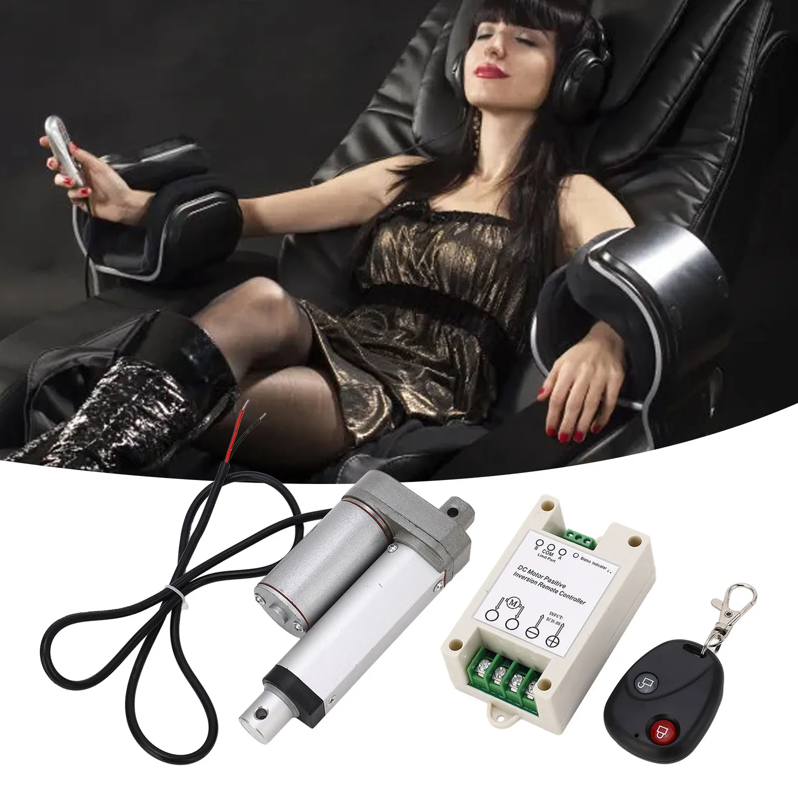 Linear Actuator White 50mm Stroke Electric Linear Actuator IP65 750N Aluminum Alloy Motor Linear Actuator 24V for Massage Chair