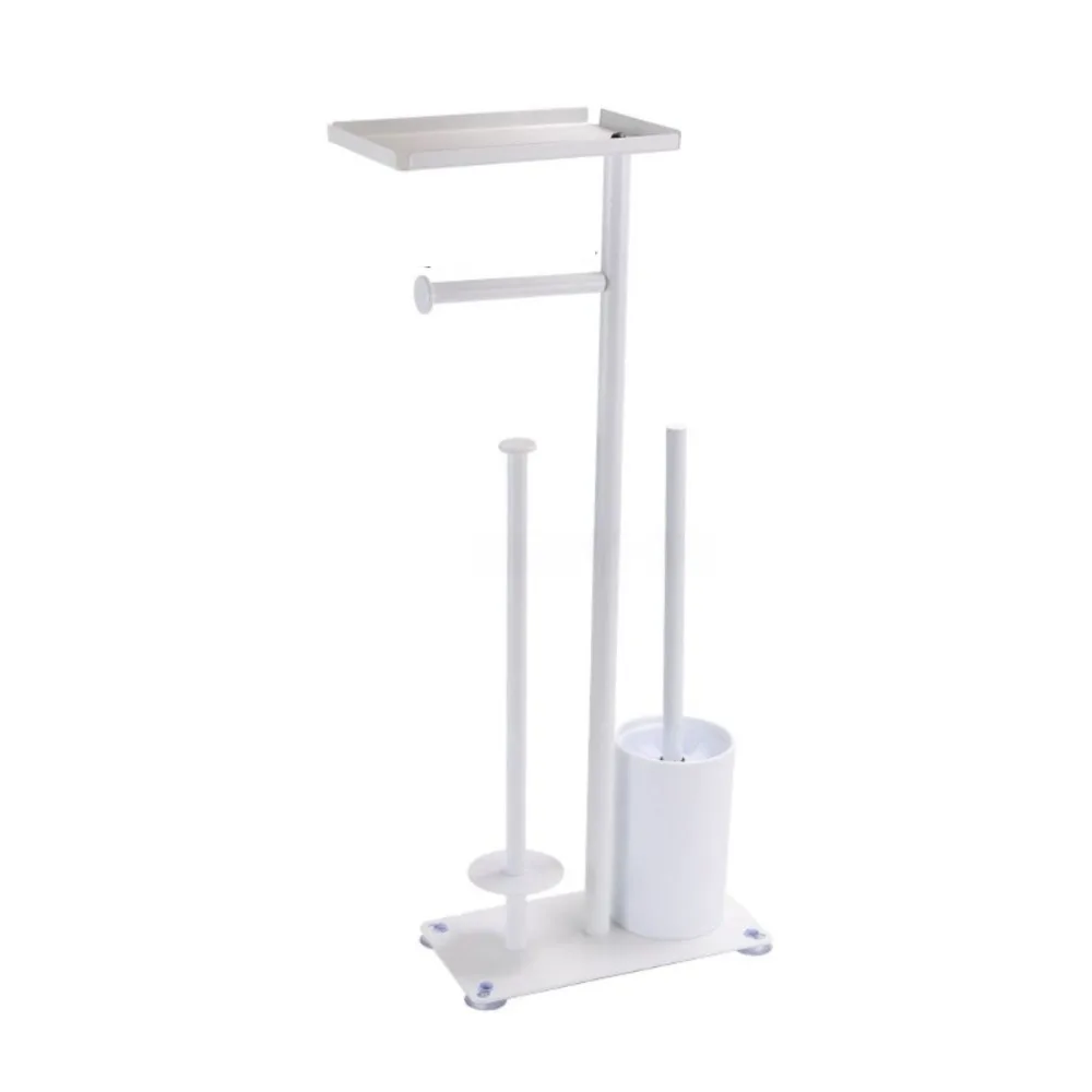 

Stainless Steel Floor Standing Toilet Roll Holder With Toilet Brush Storage Tray Included Toilet Brush And Paper Stand