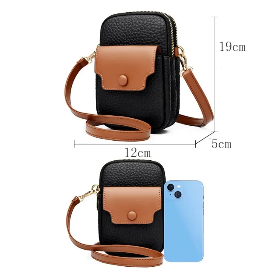 2 Layers Mini Shoulder Bag for Women Brand Soft Leather Ladies Purse Small Women\'s Handbag Fashion Square Phone Crossbody Bags