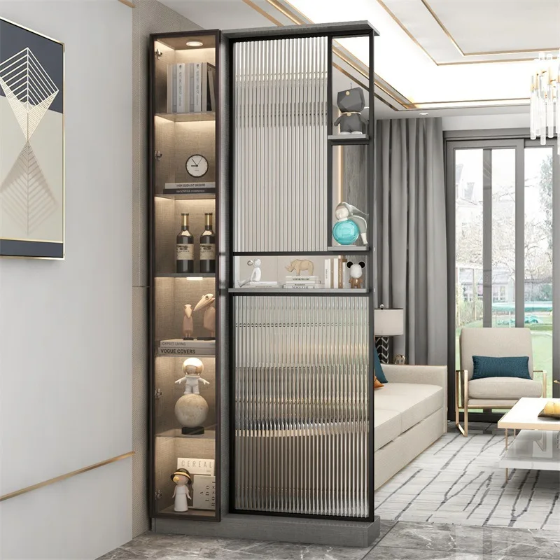 

Entrance cabinet shoe cabinet integrated European storage partition living room modern simple front door Changhong glass