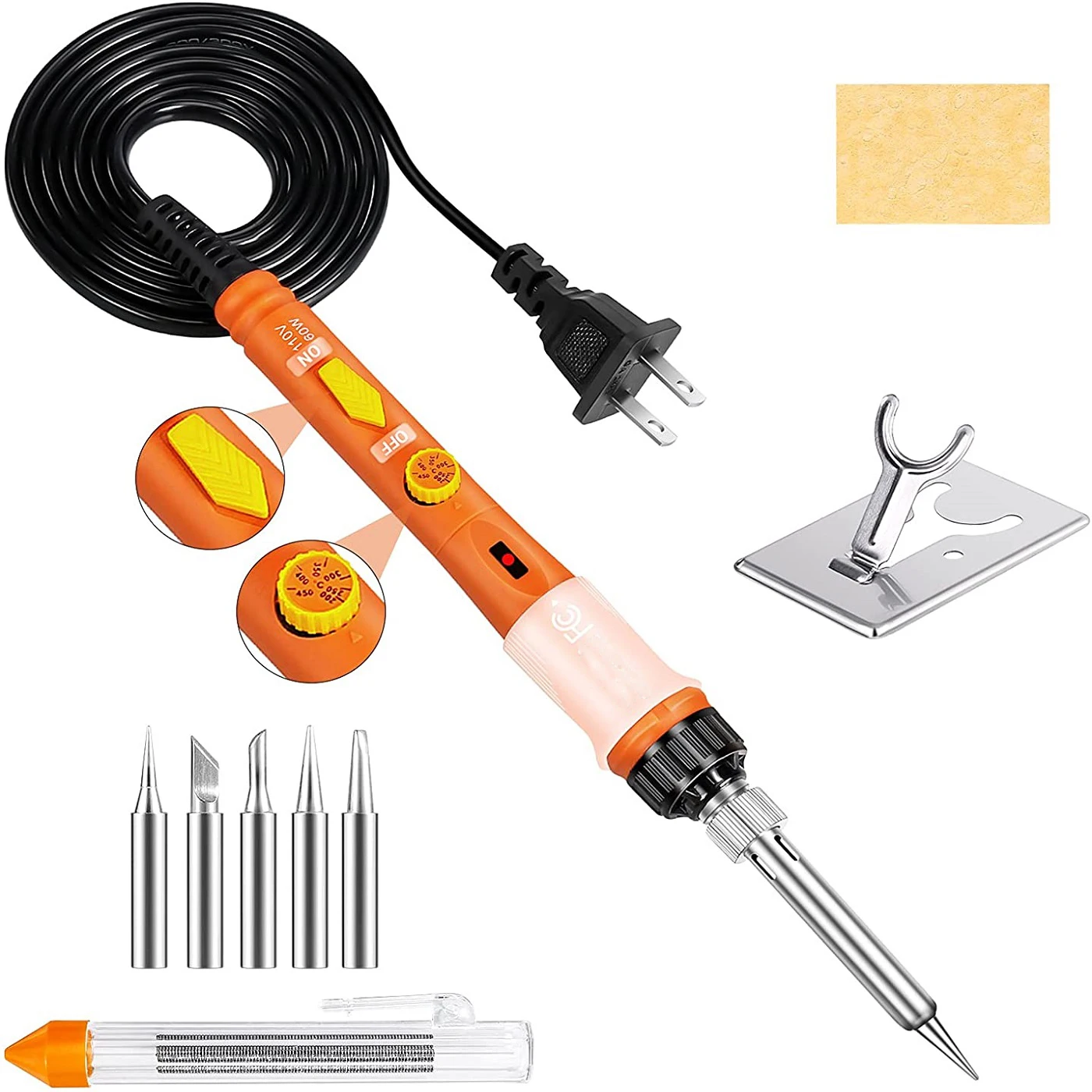 Kit saldatore elettrico digitale da 60W Set temperatura regolabile 220V 110V strumento di saldatura riscaldatore in ceramica punte di saldatura rilavorazione