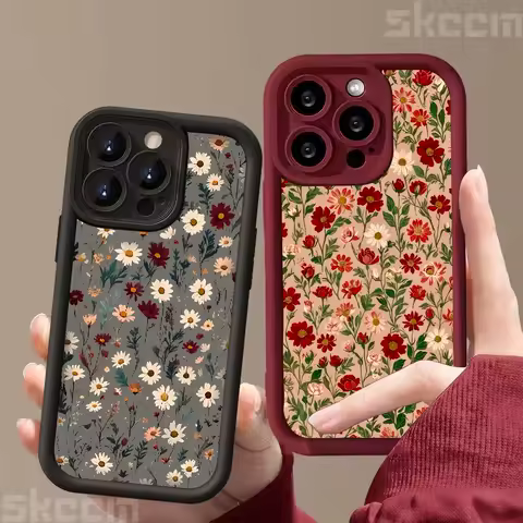 Retro Flower Full-Coverage Pattern Phone Case For Samsung Galaxy S25 S24 S23 S22 Ultra S21 Plus S20 FE A15 A35 A54 A55 Cover