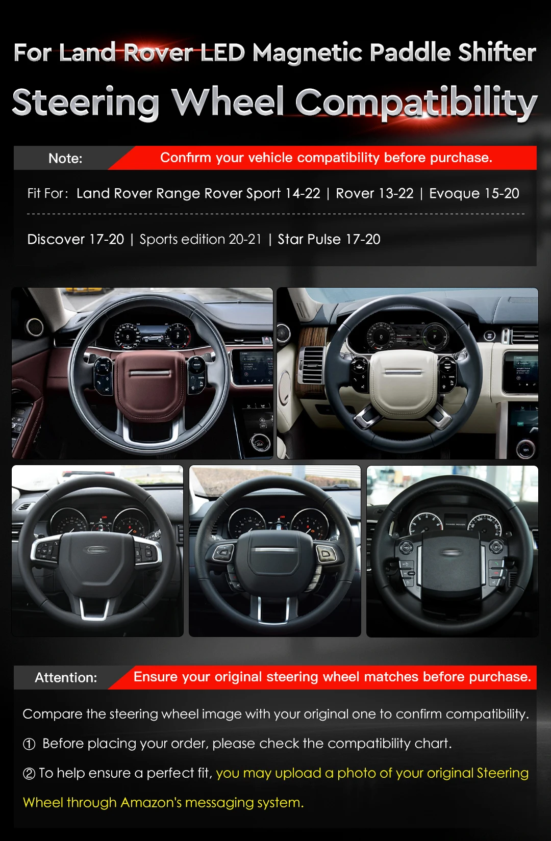 TDD Carbon Fiber LED Magnetic Paddle Shifters For Jaguar XFL XF Sportbrake E F-PACE Land Rover Range Rover Sport Discover