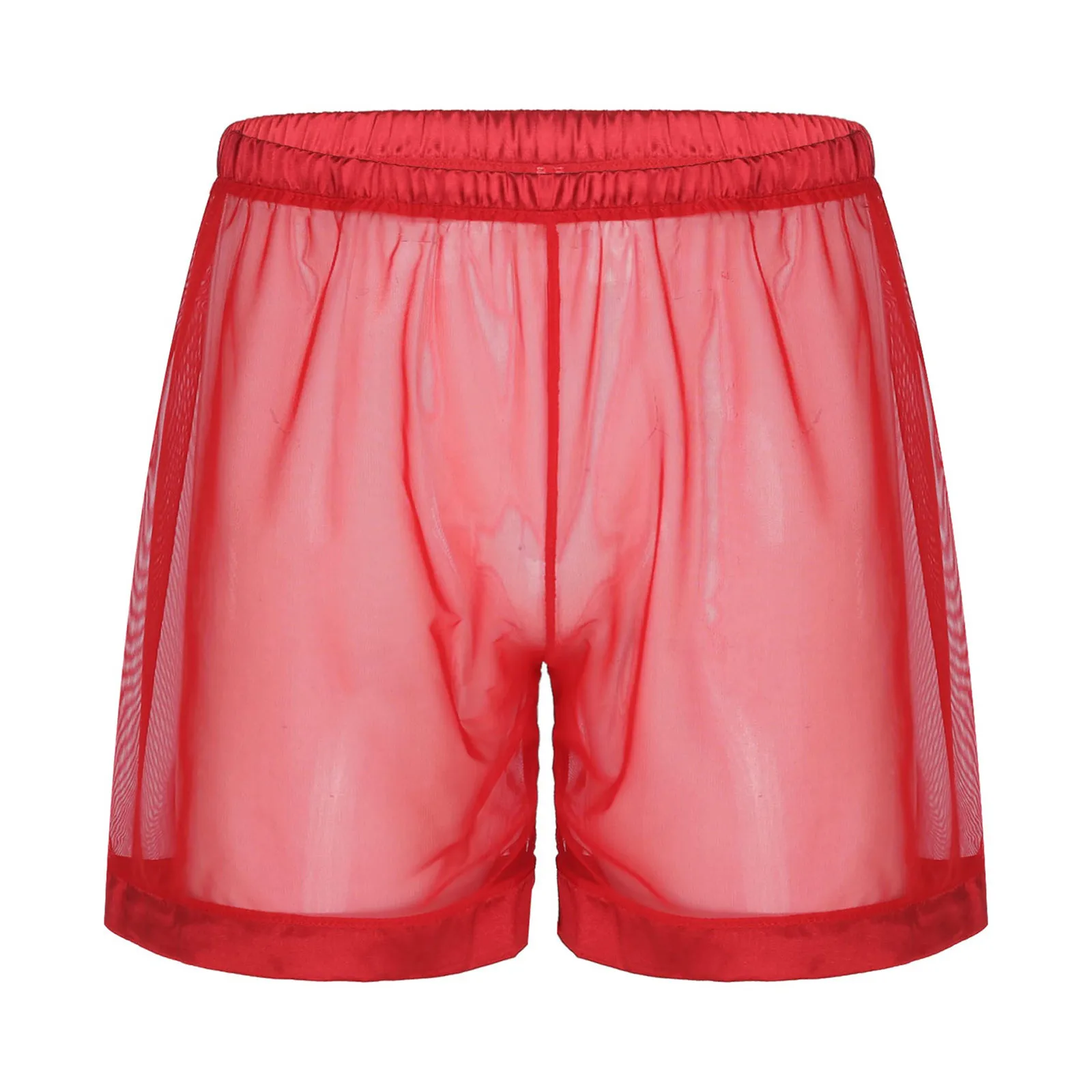 Boxers boxers de malha transparente respirável shorts de malha ver através com grande divisão boxershorts boxers homme