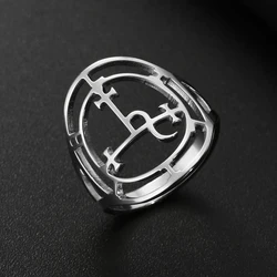 LIKGREAT Sigil of Lilith Women Rings Vintage Stainless Steel Solomon Magic Protection Amulet Ring Jewelry Gift for Women Men