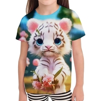 Boys and Girls' Clothes For Children Kawaii Fluffy Cat Cartoon Fashion T-shirt 3D Short Sleeve Tee Shirts Kids Clothing Summer ﻿