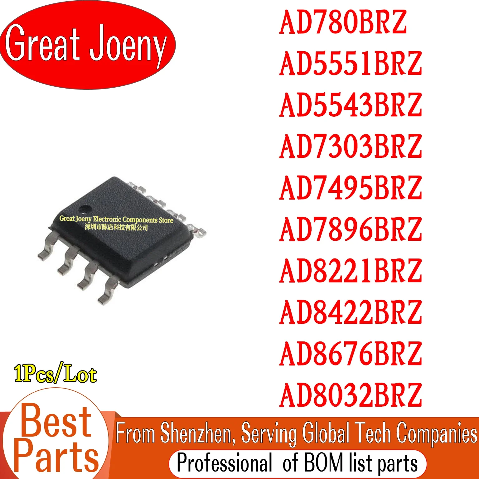 AD780BRZ AD5551BRZ AD5543BRZ AD7303BRZ AD7495BRZ AD7896BRZ AD8221BRZ AD8422BRZ AD8676BRZ AD8032BRZ Chipset SOP-8 Bulk Best Price